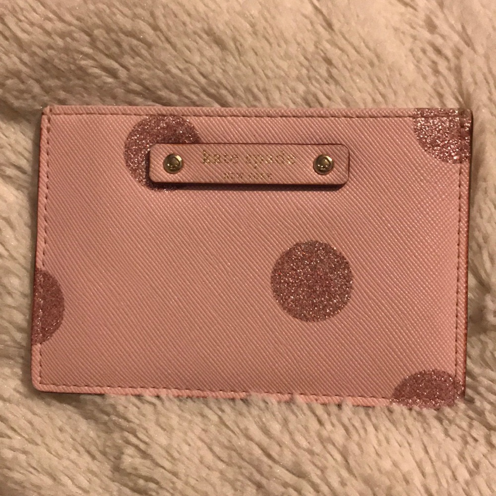 Kate Spade Card Holder with Pink Glitter Dots